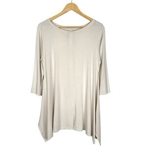 Soft Surroundings 3/4 Sleeve Jersey Knit Tunic Ivory Size Medium